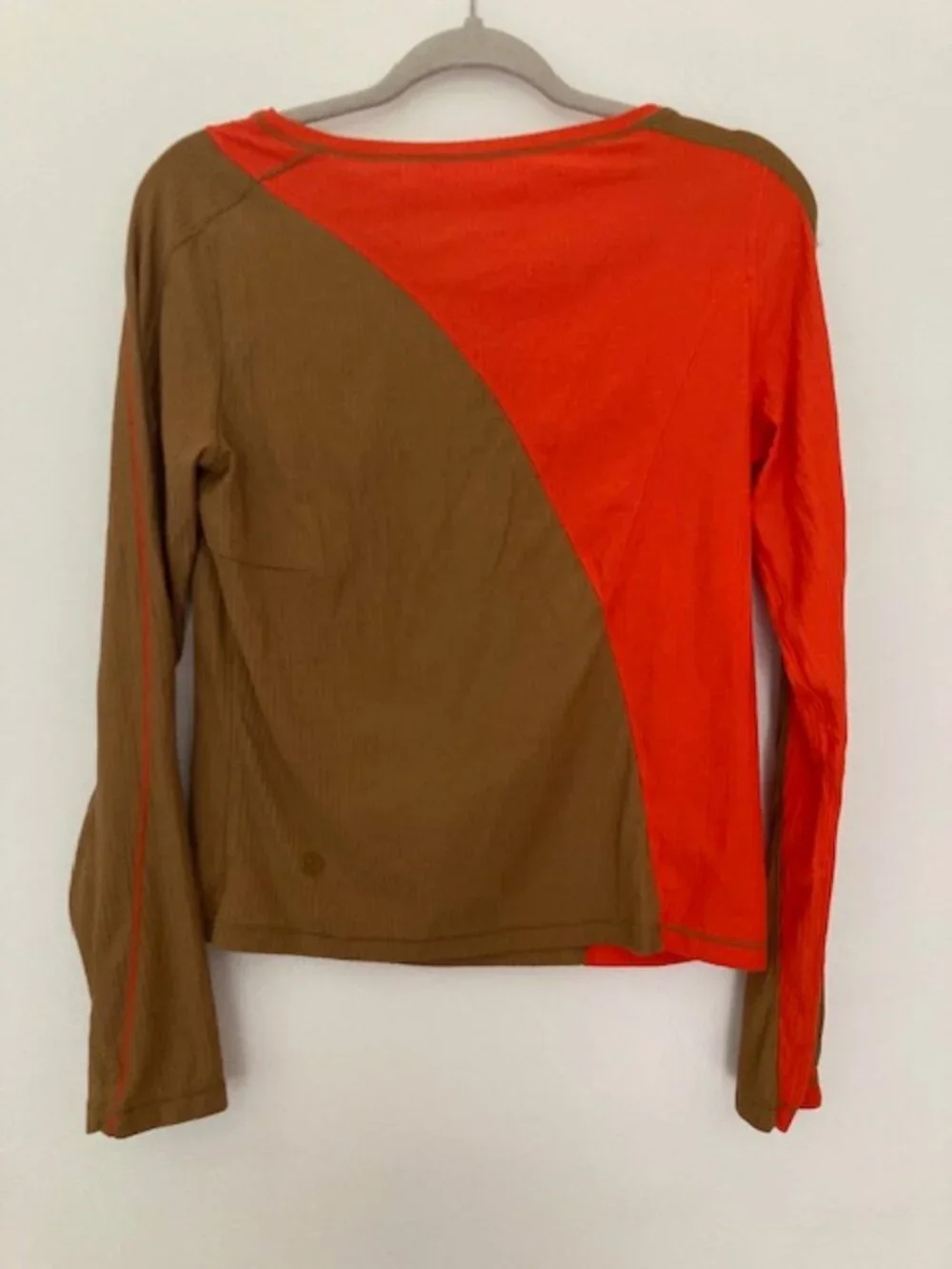 Lululemon Asymmetrical Ribbed Cotton Long Sleeve Top Bold Beige / Solar Orange